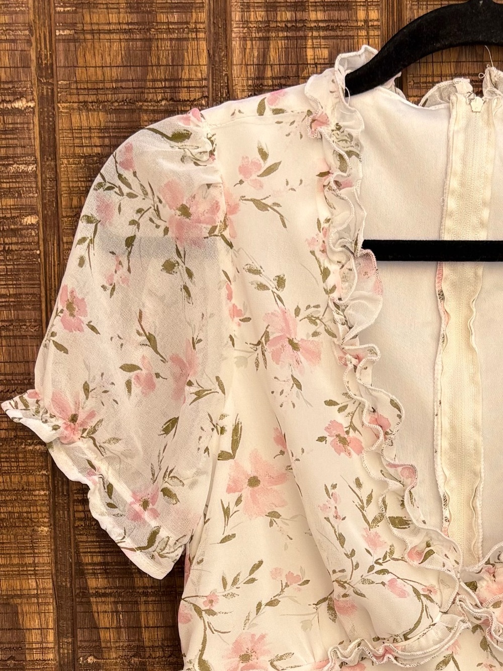 White Floral Ruffle Dress - Picture 6 of 12
